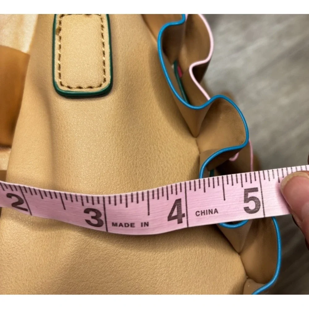 Aldo Ruffle Multicolor‎ Handbag Purse Tan Adjustable Strap Handheld Crossbody